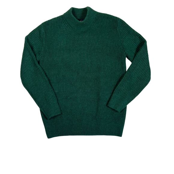 GAP Wool Sweater Womens Small Green Alpaca Blend Ribbed Mock Neck Chunky Knit - Picture 1 of 6